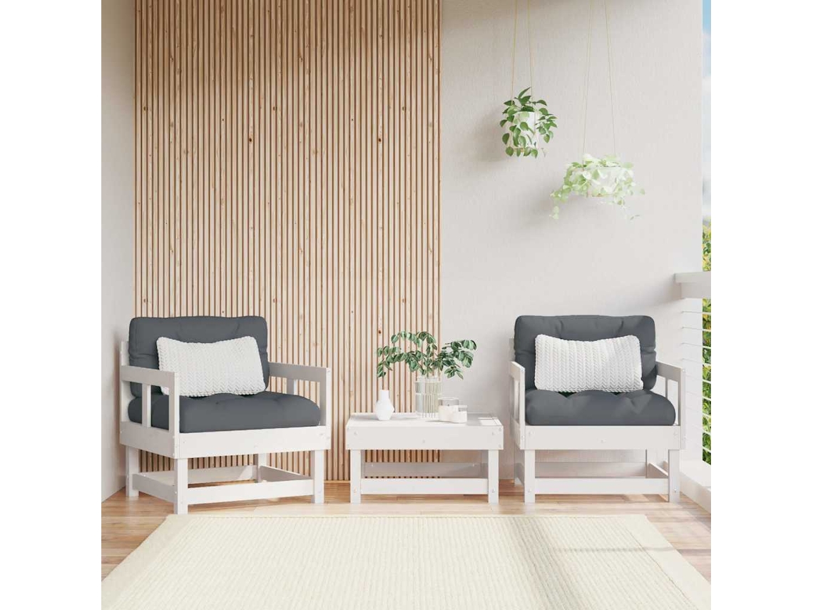 Sillones De Jardín Con Cojines 2 Uds Madera Maciza Pino Blanco