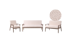 Conjunto de sofá y sillón retro tapizado Beliani Esrum en bouclé crema con reposabrazos 151x72x79