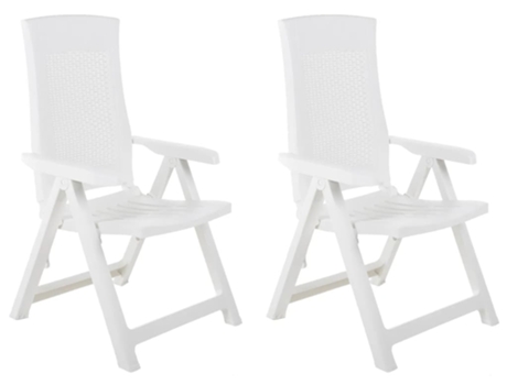 Conjunto 2 Silla de exterior VIDAXL Blanco Plástico (59x67x106 cm)