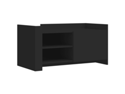 Mesa de centro con estantes, diseño moderno y contemporáneo, 100 x 50 x 50 cm, madera industrializada negra, Dec039564