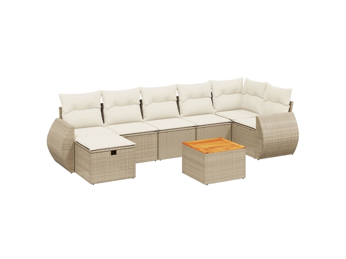 Conjunto 8 de sofás de jardín con cojines beige VIDAXL ratán PE