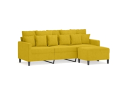 Maison Exclusive - Sofá De 3 Plazas Con Taburete Terciopelo Amarillo 180 Cm