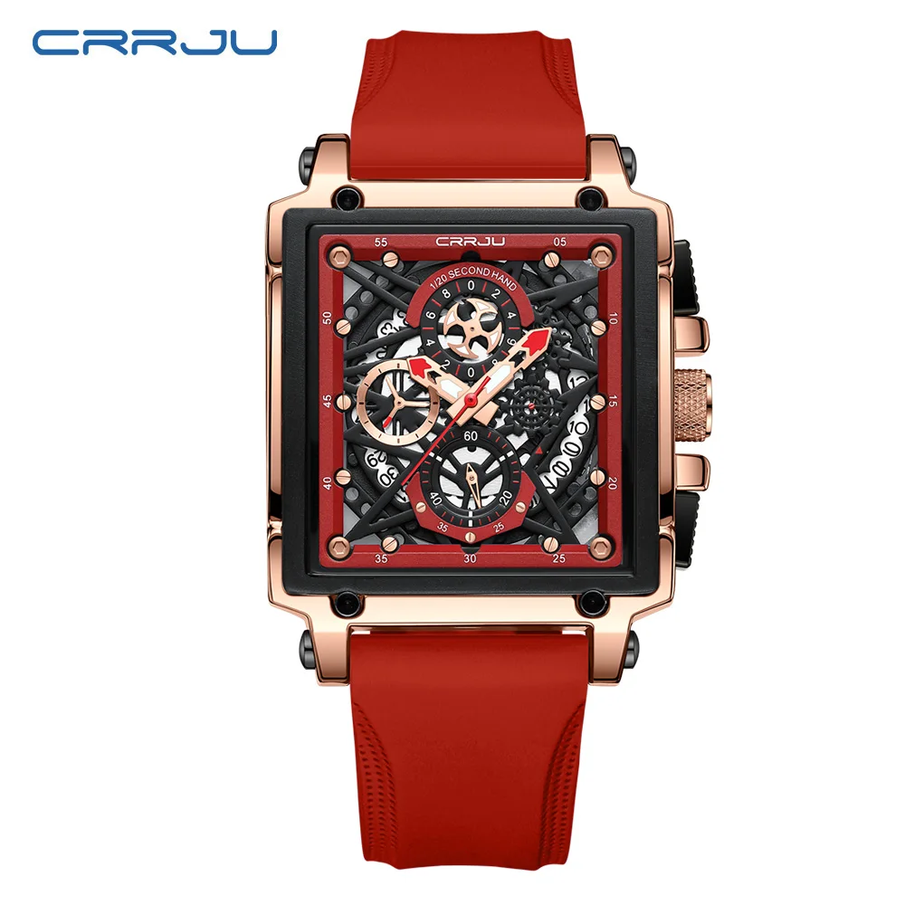 (rojo) Elegante Reloj Deportivo Con Función De Cronógrafo Y Visualización Automática De Fecha.