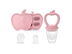 Alimentador Frutas Bebé Chrui 6+ Meses Con Molde Hielo Solo Manzana Alivio Encías (rosa)