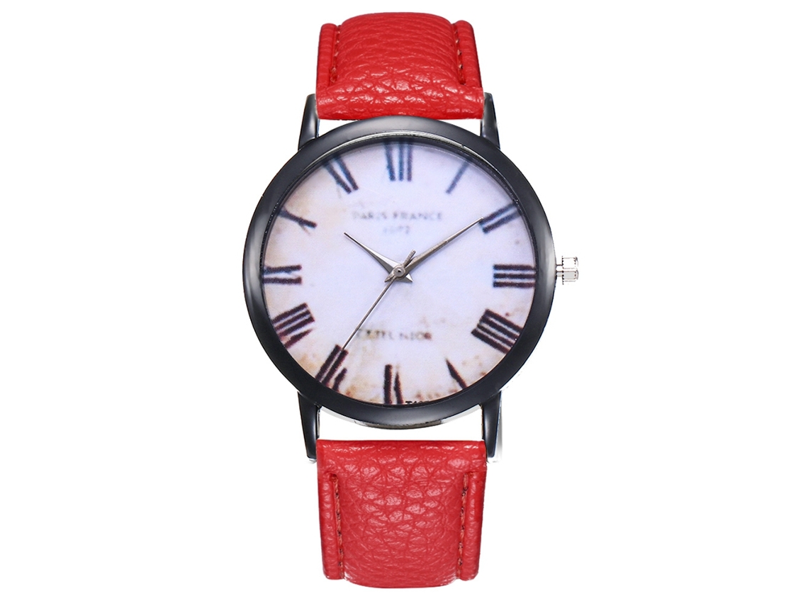 Reloj De Pulsera Unisex De Moda Con Correa De Piel Sintética, Números Romanos, Esfera Redonda Y Movimiento De Cuarzo.