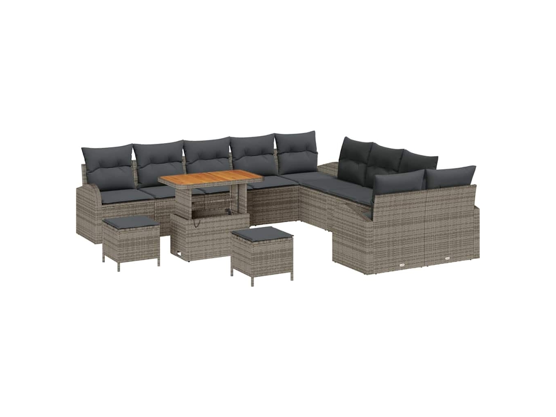 Maison Exclusive - Conjunto De Sofás De Jardín 13 Pcs Gris Ratán Sintético