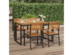 Mesa de jardín con patas en forma de U 140x80x75 cm Madera maciza de acacia Lovely Home