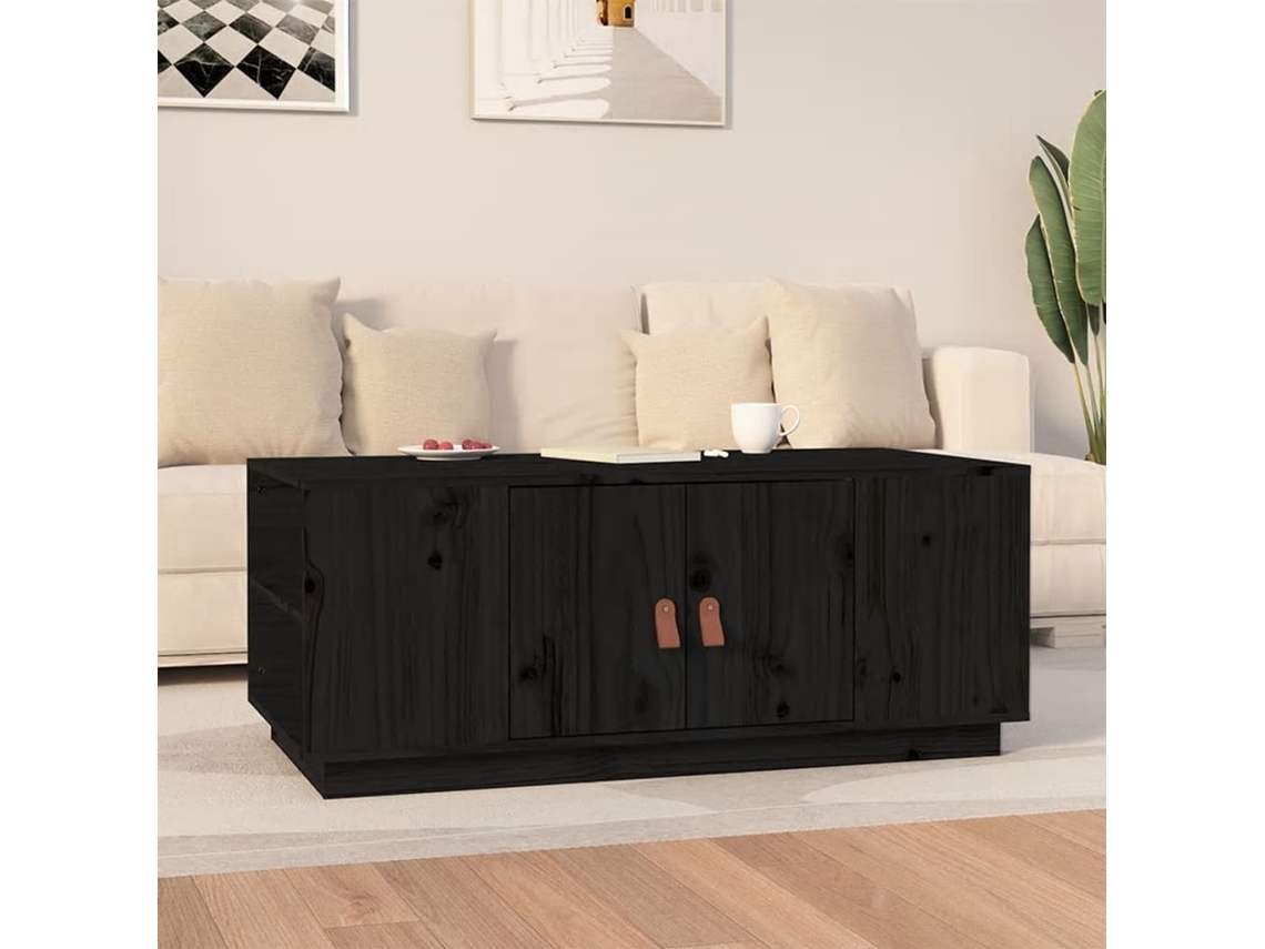 Mesa de Centro Apoyo 100X50X41 cm Pino Macizo Negro