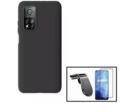 Kit Funda, Protector de Cristal Templado y Soporte Xiaomi Mi 10T Pro 5G Full Cover Negro