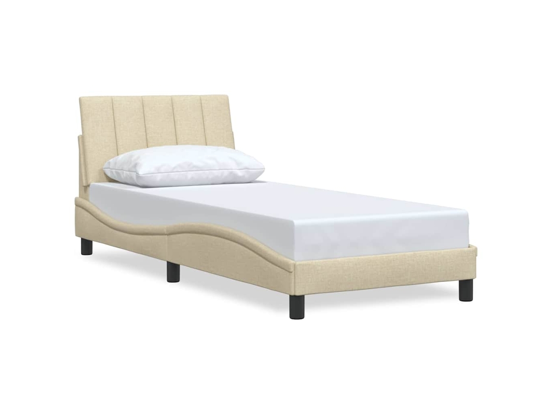 Estructura De Cama VIDAXL Crema Tela (90x200 cm)