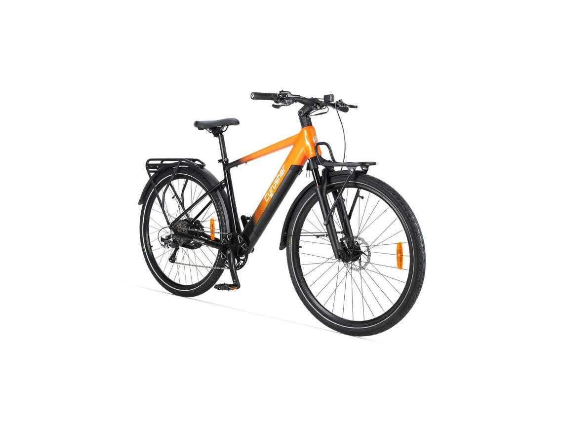 Bicicleta eléctrica de trekking Cyrusher Voyage 27.5 con neumáticos de 700 cc, motor de 250 W y batería de 36 V y 14 Ah.