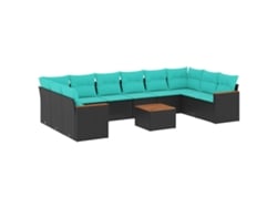 Maison Exclusive - Conjunto De Sofá De Jardín De 11 Piezas Con Cojines, De Poliratán Negro