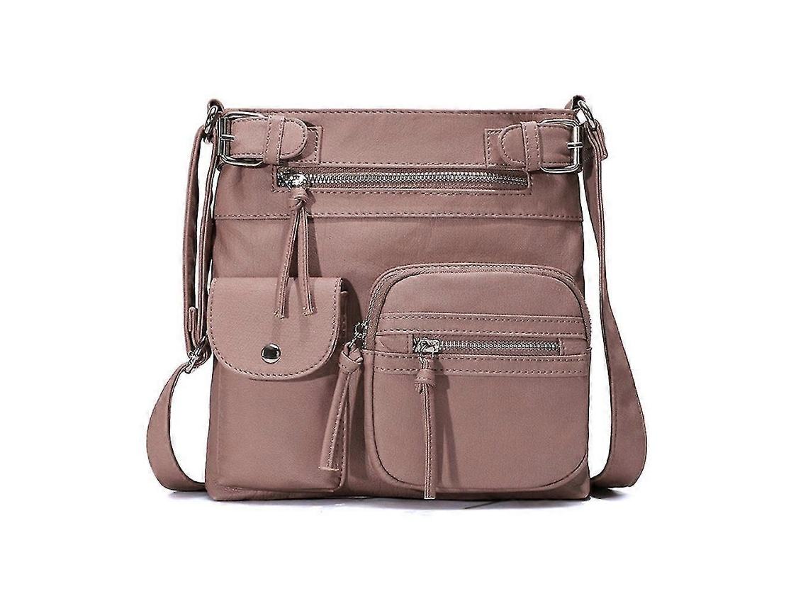 Bolso bandolera de piel sintética para mujer, rosa