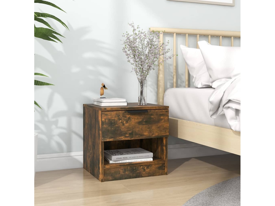 Mesita de Noche Madera Procesada Roble Ahumado