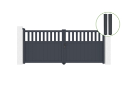 Puerta abatible 3,4m SANTIS H.140cm aluminio gris 2 postes 20x20cm H.166cm CASANOOV