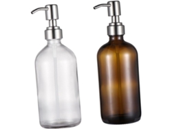 Botella Dispensadora De Vidrio Vacía Y Rellenable Para Champú, Gel De Ducha Y Jabón Líquido.