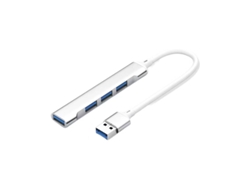 Concentrador Usb De 4 Puertos Plateado, Expansor Multi-usb 3.0, Duradero, De Baja Latencia Y Compatibilidad Universal.