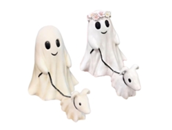 Estatua De Fantasma Paseando Con Perro, Resina Decorativa Multiusos Para Fiestas, Navidad, Regalo De Halloween.