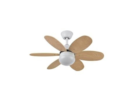 Ventilador de techo DC Alves 2xE27 Blanco 6 Aspas Blanco/haya FABRILAMP