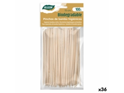 Set de Pinchos para Barbacoa ALGON Bambú 150 x 2,5 x 15 mm (100 Piezas) (36 Unidades)