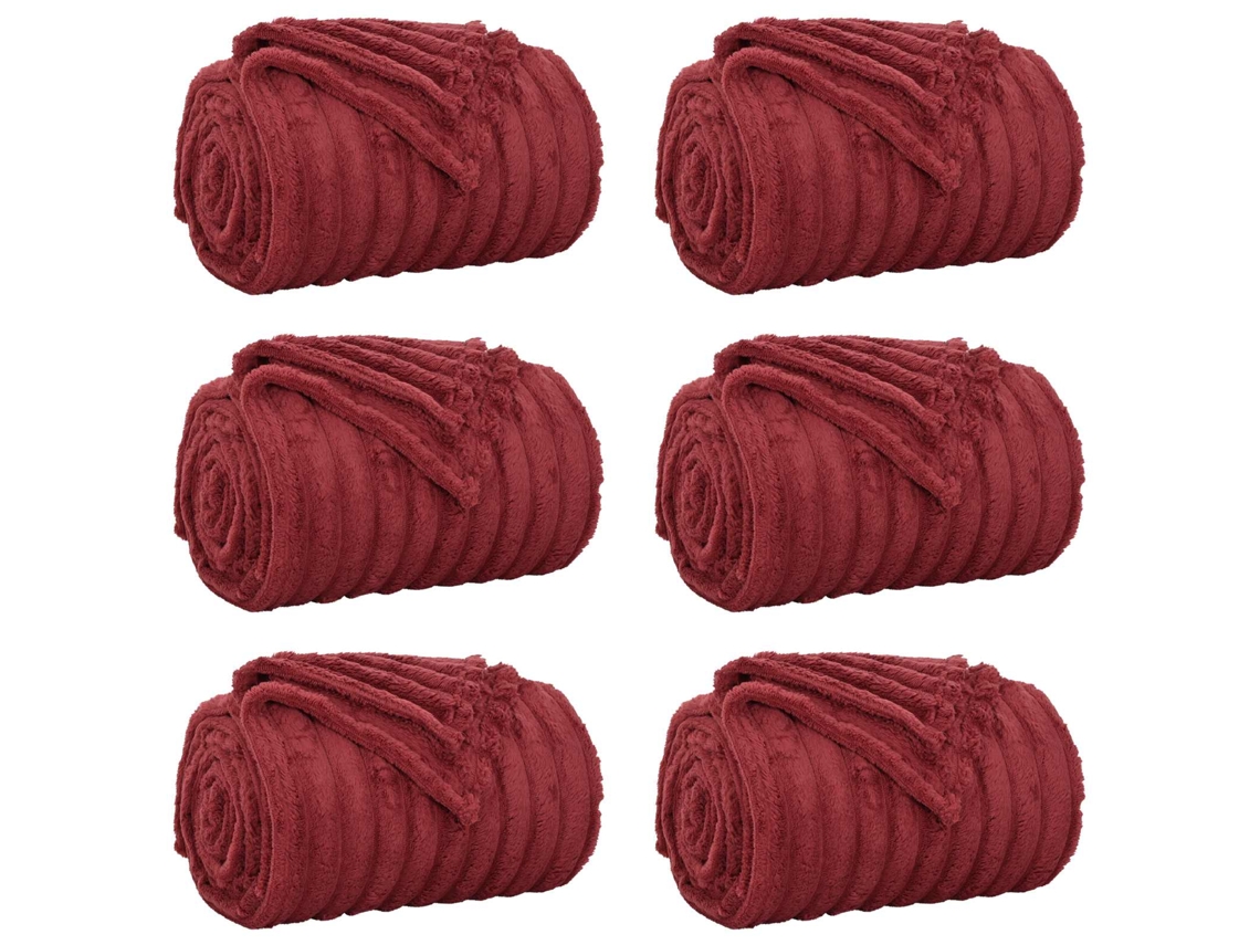 Mantitas De Sofá 6 Uds Rojo Burdeos 270 X 240 Cm Lana