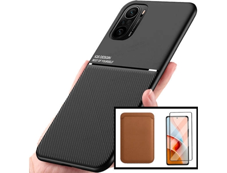 Kit Carcasa y Protector Cristal 5D Xiaomi Poco F3 PHONECARE Magnetic Lux Marrón