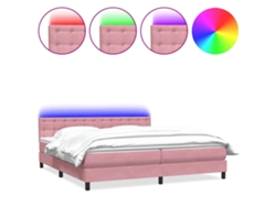 Maison Exclusive - Cama Box Spring Con Colchón Y Led Terciopelo Rosa 180x210 Cm