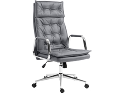 Silla de oficina Sotira en cuero auténtico CLP gris