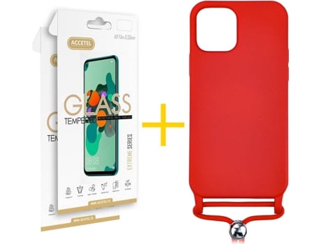 Carcasa + 2 Protectores de Pantalla para iPhone 12 Pro ACCETEL Rojo