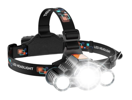 Linterna frontal LED superbrillante recargable - Linterna frontal con zoom de 5000 lúmenes Faro recargable 3 LED Linterna frontal de 5 modos (negro...