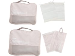 Cubos Organizadores Para Maletas Y Viajes, De Poliéster Beige, Juego De 6 Piezas.