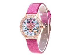 Reloj De Cuarzo Con Correa De Cuero, Estampado De Búho, Nuevo Estilo Para Niñas (rosa Intenso)