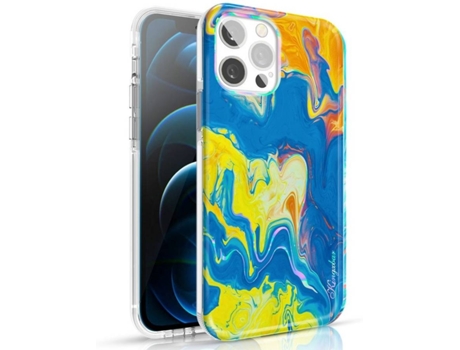 Carcasa Apple KINGXBAR iPhone 12 Pro Max Watercolor Amarillo, Azul