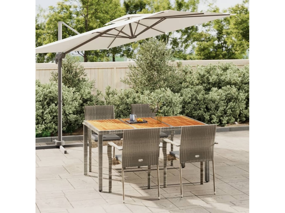 Conjunto de comedor de jardín DKD Home Decor de 5 piezas con cojines, ratán gris