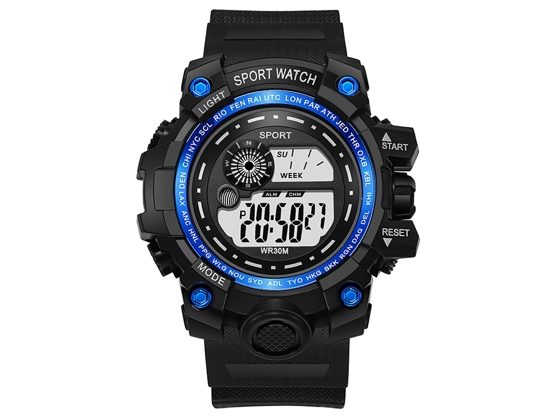 Reloj digital LED MDUG para hombre (azul), deportivo, luminoso, resistente al agua y multifuncional.
