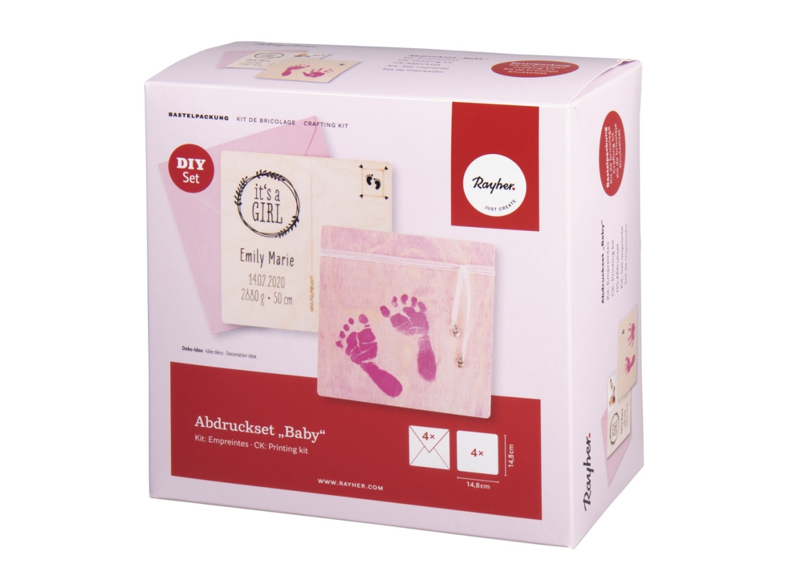 Kit de bricolaje - Anuncios de nacimiento de madera con estampados de bebés - Rosa