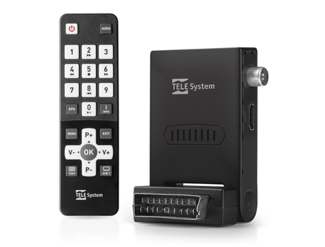 Decodificador Digital Terrestre SCART, HDMI, con mando a distancia EASY botones grandes TELE SYSTEM FACILE STEALTH/02 mini DVB-T2 HEVC