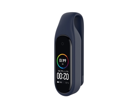 Caja de reloj de silicona Xiaomi Mi Band 7/6/5/4 con clip de hoja de acero (azul medianoche)