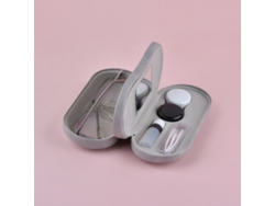 Estuche 2 en 1 para gafas y lentes de contacto, para viajes y uso diario, color gris Hexinyigjly
