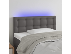 Cabecero Con Led Cuero Sintético Gris 90x5x78/88 Cm