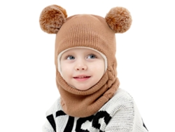 Set De Gorro Y Bufanda De Invierno Para Niños Niñas Gorro Tejido Con Orejeras Y Pompones Forro Polar Caliente