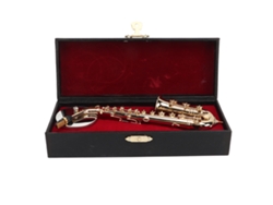 Ats-replica Miniatsura De Saxofón Alto Con Soporte Y Funda Modelo De Instrumento Musical Para Casa De Muñecas 16 Cm