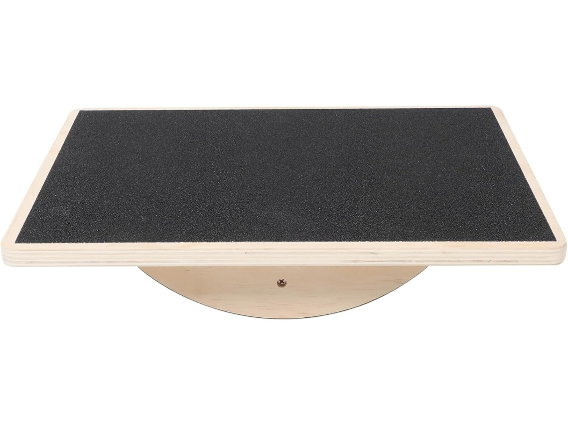 Tabla De Equilibrio Rectangular De Madera Para Adultos Con Alfombrilla Antideslizante.