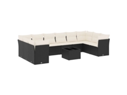 Maison Exclusive - Set De Sofás De Jardín 11 Pzas Y Cojines Ratán Sintético Negro