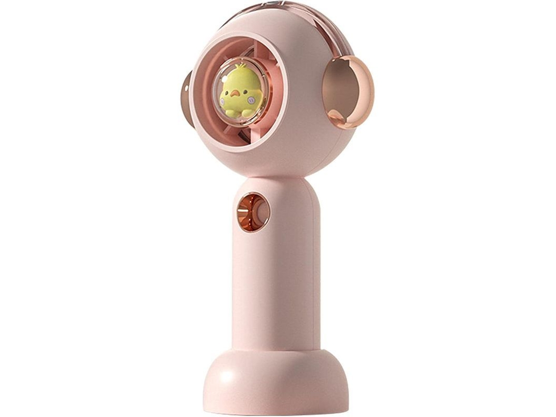 Ventilador Portátil Con Nebulizador, Recargable, 3 Velocidades, Silencioso, Diseño De Patito Rosa.