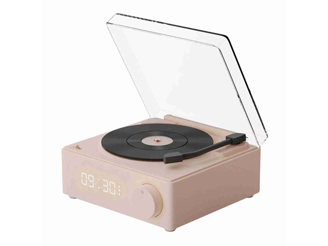 Reloj despertador con altavoz que reproduce vinilos Bluetooth estéreo 360°