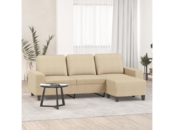 Sofá De 3 Plazas | Sofá De Salón | Sofá De Descanso Con Taburete De Tela Crema 180 Cm Wsd549478
