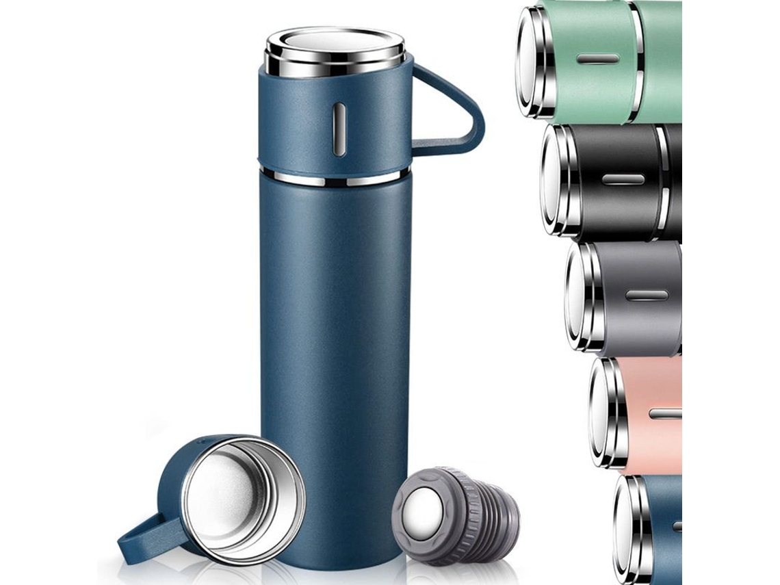 2026-33349-botella De Agua De Acero Inoxidable, Taza Viaje Aislada Con Tapa Estanca Y Mango, Azul