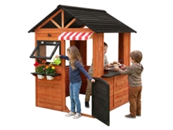 Casita Infantil De Madera Para Jardín, Caseta Con Puerta, Vetanas, Macetas Y Cocina