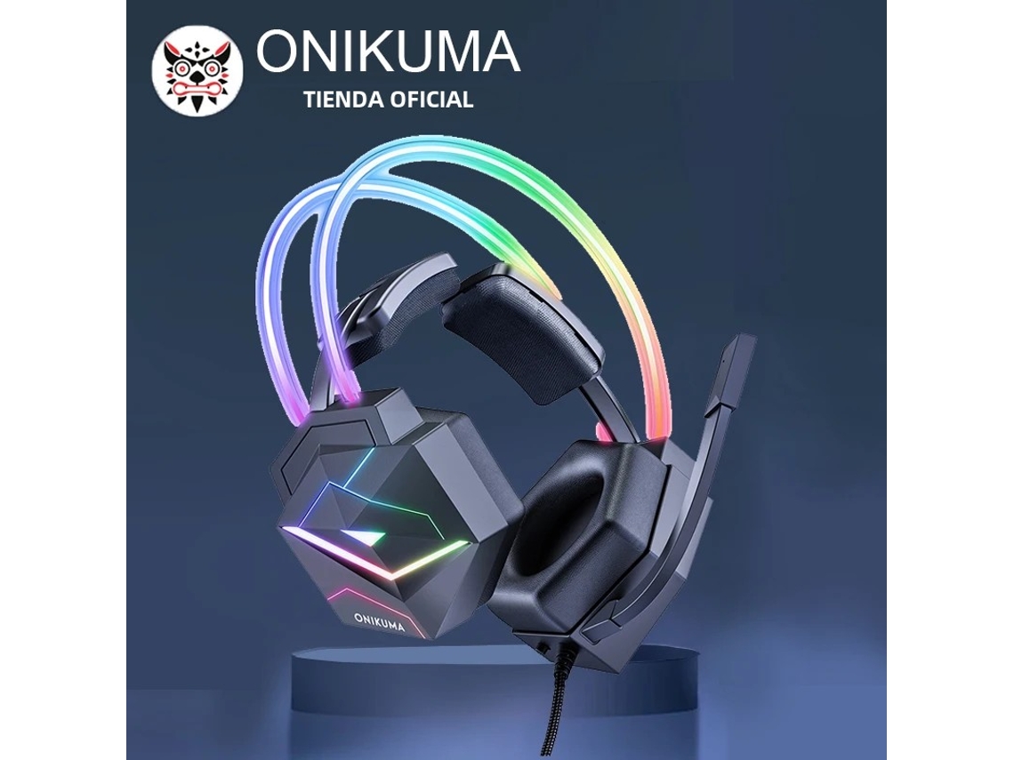 Auriculares con cable para juegos Onikuma X20 con luz RGB, micrófono, graves envolventes, supraaurales, iluminación completa, para PS5 y PC Vayotoy